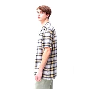 Pacsun Nen's Plaid Button Down Shirt Gray Multicolor Size L Coastle Casual Boho